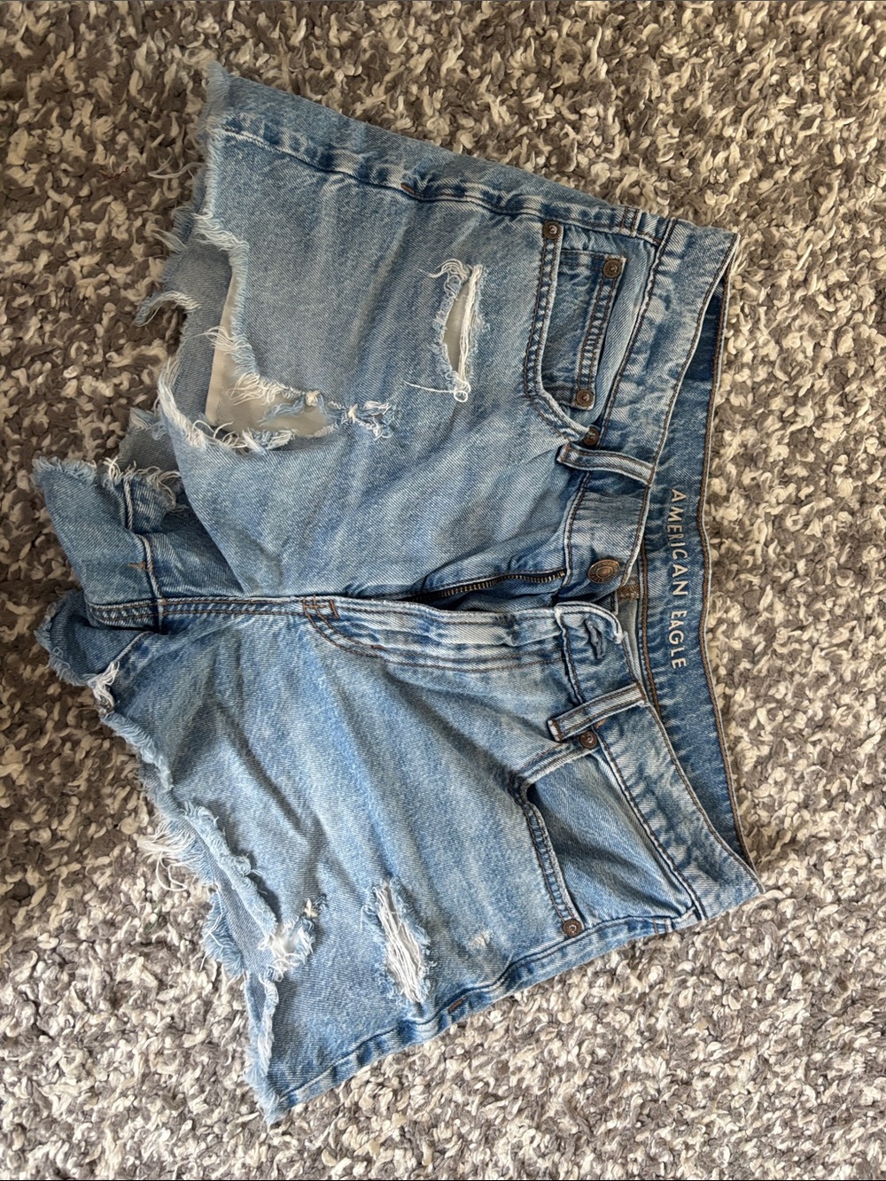 American Eagle Outfitters Light Wash Distressed Denim Cutoff Shorts